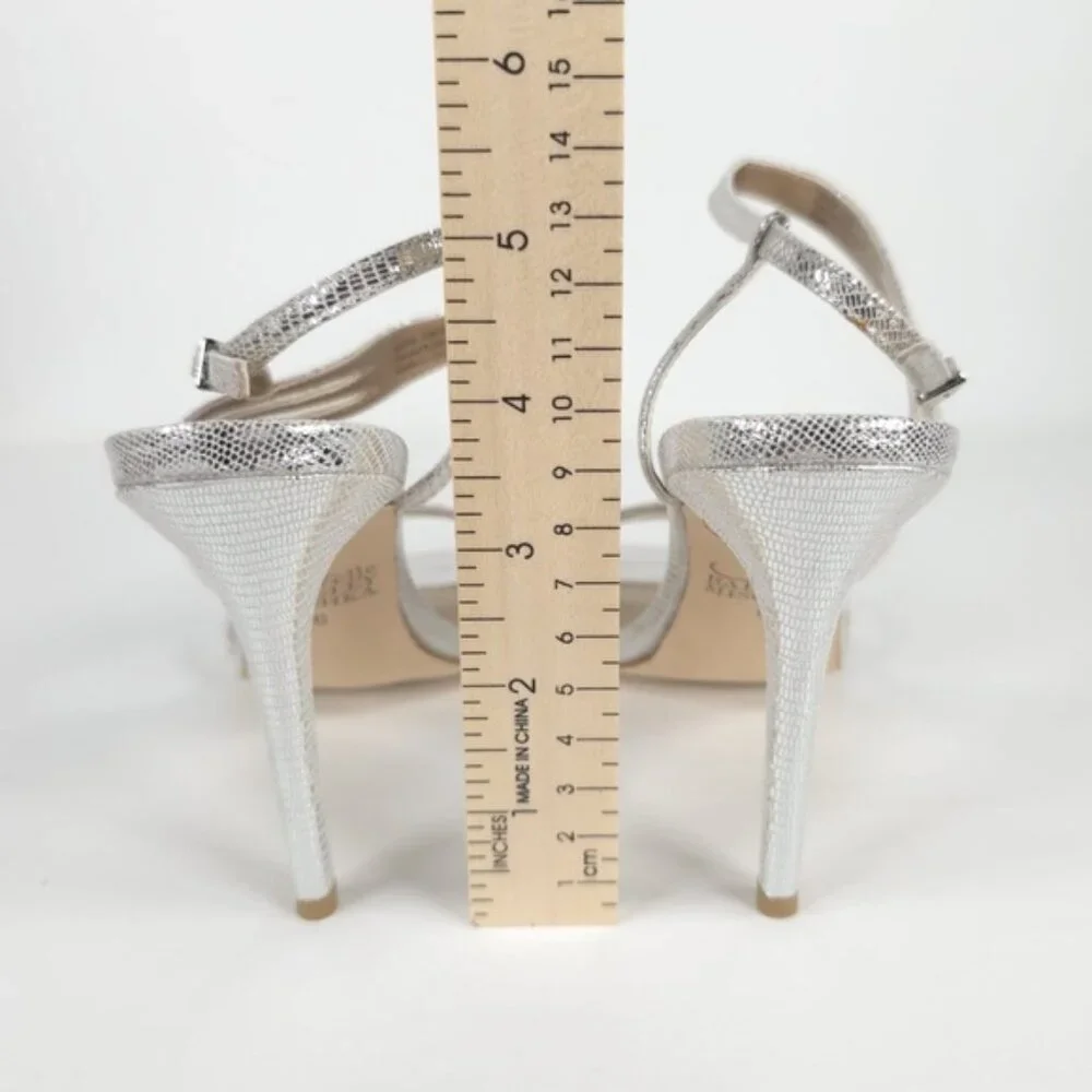 NWB BELLE BADGLEY MISCHKA NOVA SILMET‎ Heel Sandals Stunning Silver NB1140 Sz 6